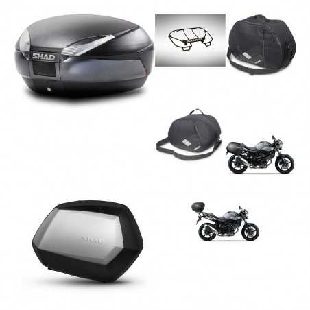 SHAD Maletas laterales + baul trasero accesorios herraje 3p montaje SH48 DARK GREY PREMIUM SC SH35 KIT-272859