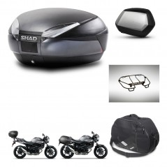 SHAD Maletas laterales + baul trasero accesorios herraje 3p montaje SH48 DARK GREY PREMIUM SC SH35 KIT-272860