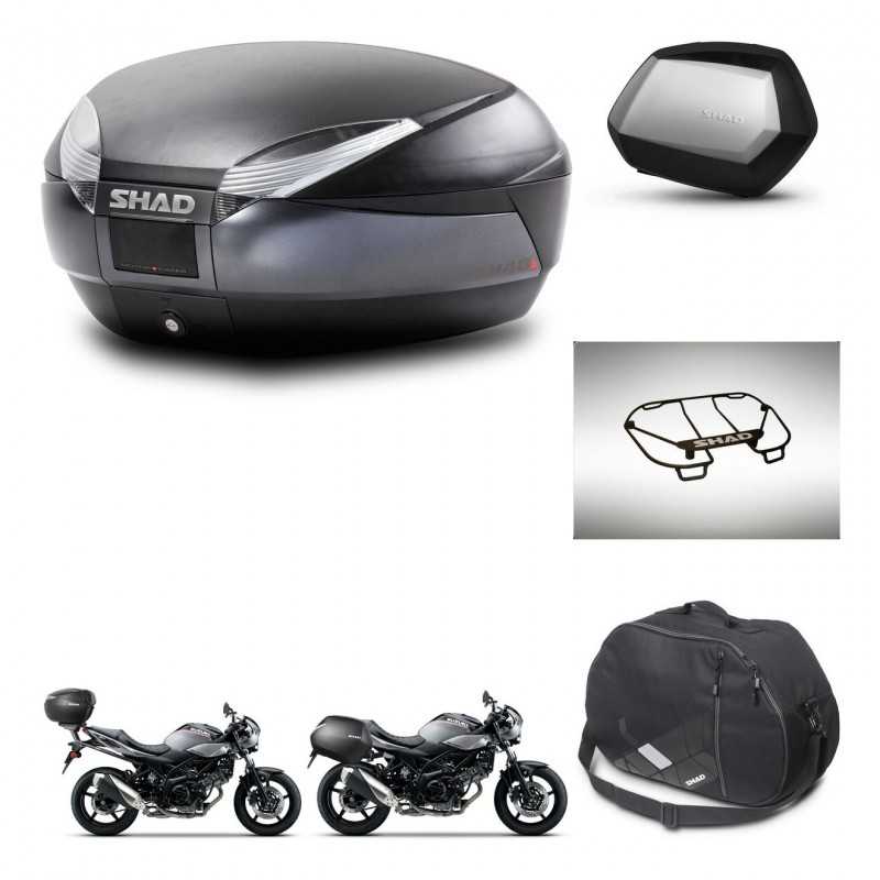 SHAD Maletas laterales + baul trasero accesorios herraje 3p montaje SH48 DARK GREY PREMIUM SC SH35 KIT-272860