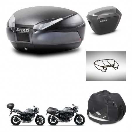 SHAD Maletas laterales + baul trasero accesorios herraje 3p montaje SH48 DARK GREY PREMIUM SH23 ALU KIT-272861