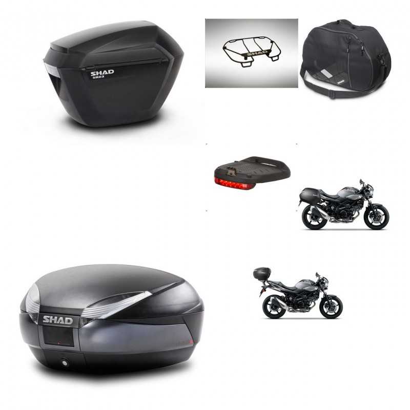 SHAD Baul trasero + maletas laterales accesorios herraje 3p montaje SH23 SH48 DARK GREY PREMIUM KIT-272864