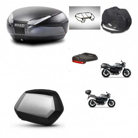 SHAD Maletas laterales + baul trasero accesorios herraje 3p montaje SH48 DARK GREY PREMIUM SC SH35 KIT-272869