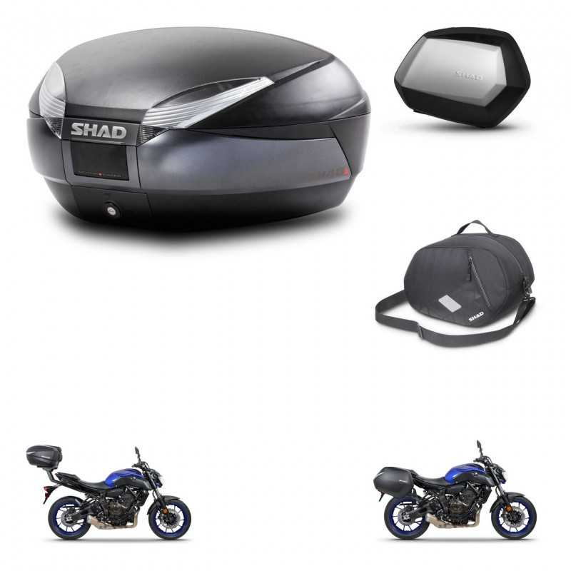 SHAD Maletas laterales + baul trasero bolsa interna herraje 3p montaje SH48 DARK GREY PREMIUM SC SH35 KIT-272877