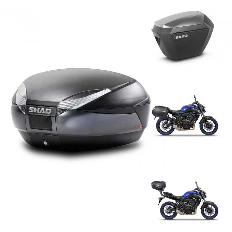SHAD Maletas laterales + baul trasero herraje 3p montaje SH48 DARK GREY PREMIUM SH23 ALU KIT-272879