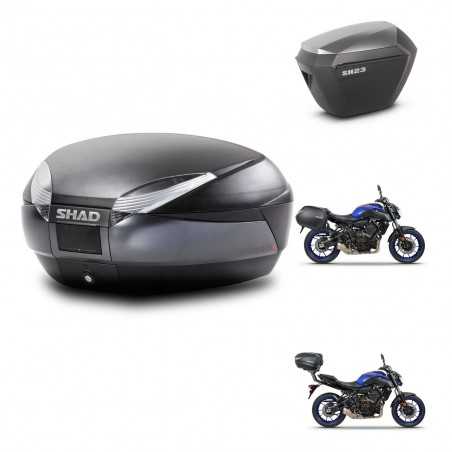 SHAD Side cases + rear trunk + 3p hardware + mounting hardware SH48 DARK GREY PREMIUM SH23 ALU KIT-272879