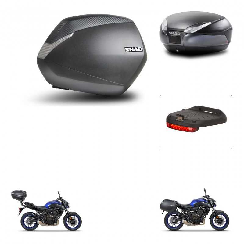 SHAD Baul trasero + maletas laterales luz de freno herraje 3p montaje SH36 SH 36 SH48 DARK GREY PREMIUM KIT-272881