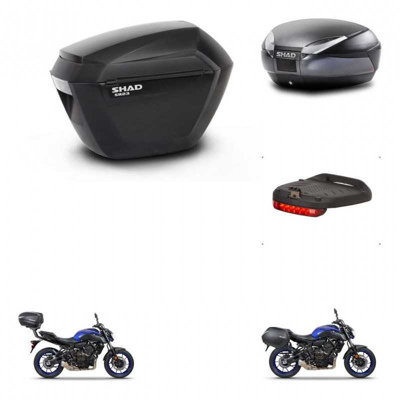 SHAD Baul trasero + maletas laterales luz de freno herraje 3p montaje SH23 SH48 DARK GREY PREMIUM KIT-272882