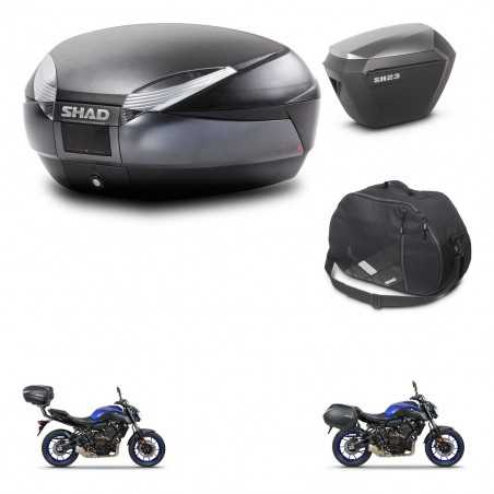 SHAD Side cases + rear trunk + inner bag + 3p hardware + mounting hardware SH48 DARK GREY PREMIUM SH23 ALU KIT-272897