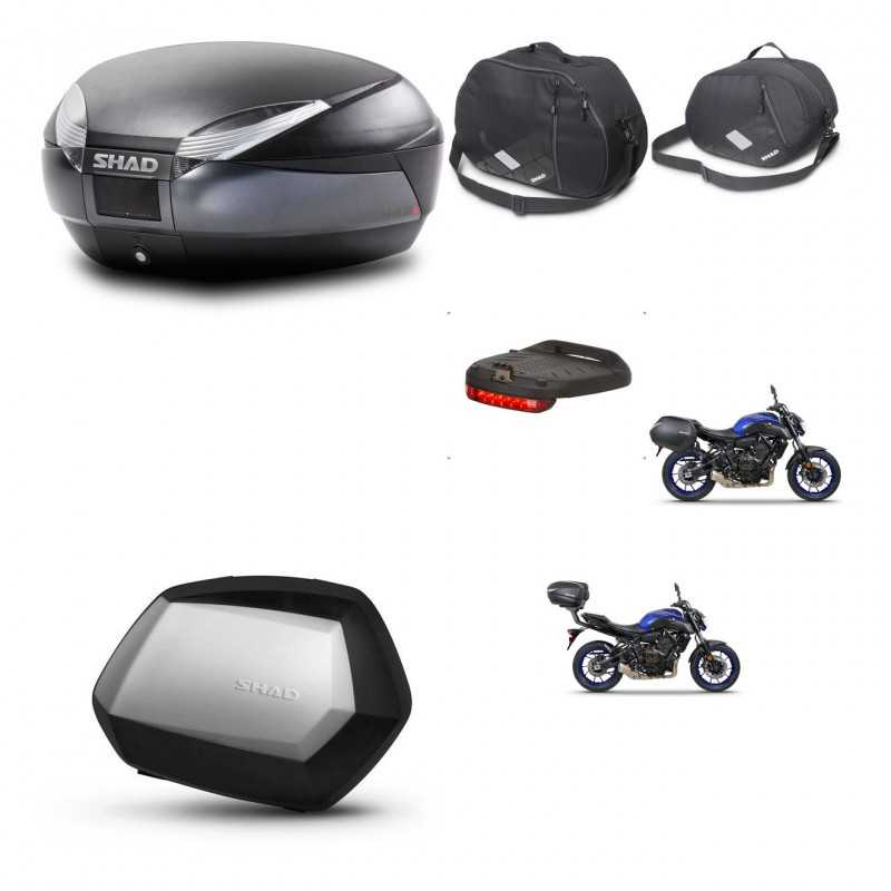 SHAD Maletas laterales + baul trasero accesorios herraje 3p montaje SH48 DARK GREY PREMIUM SC SH35 KIT-272904
