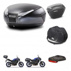 SHAD Maletas laterales + baul trasero accesorios herraje 3p montaje SH48 DARK GREY PREMIUM SH23 ALU KIT-272906