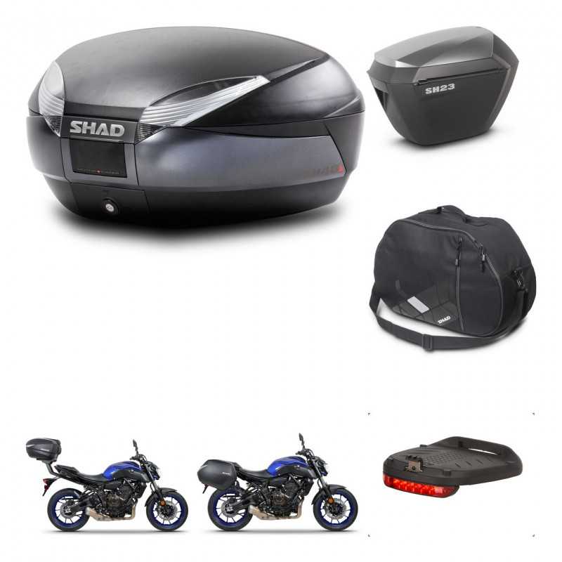 SHAD Maletas laterales + baul trasero accesorios herraje 3p montaje SH48 DARK GREY PREMIUM SH23 ALU KIT-272906