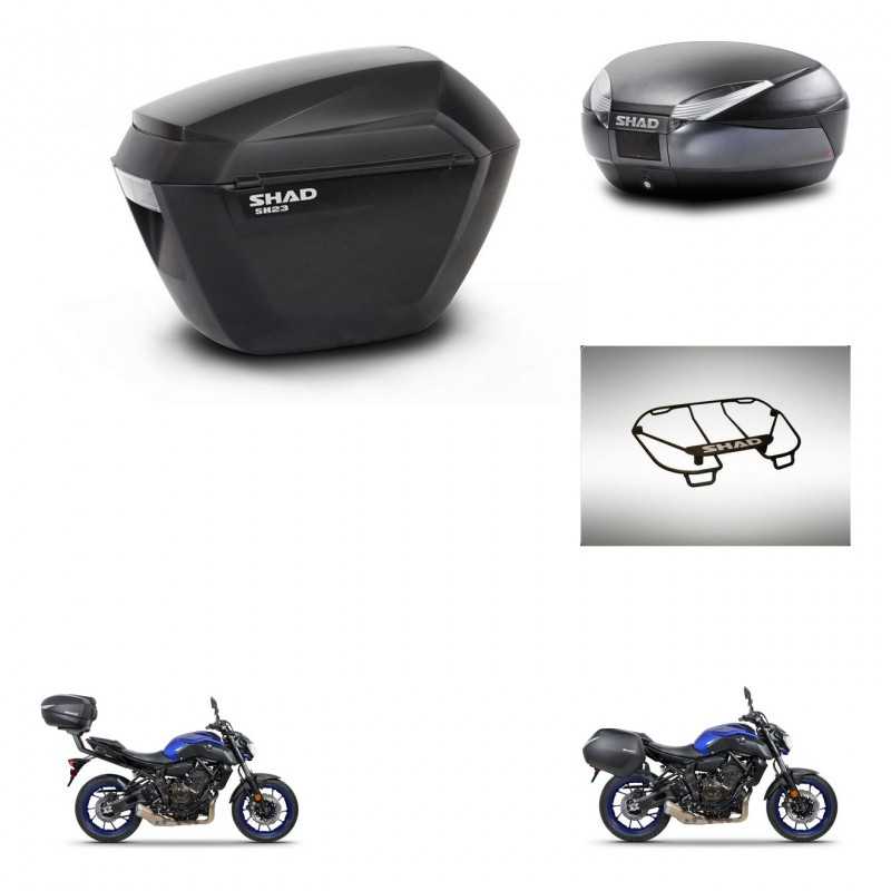SHAD Rear trunk + side cases + upper rack rack + 3p hardware + mounting hardware SH23 SH48 DARK GREY PREMIUM KIT-272909