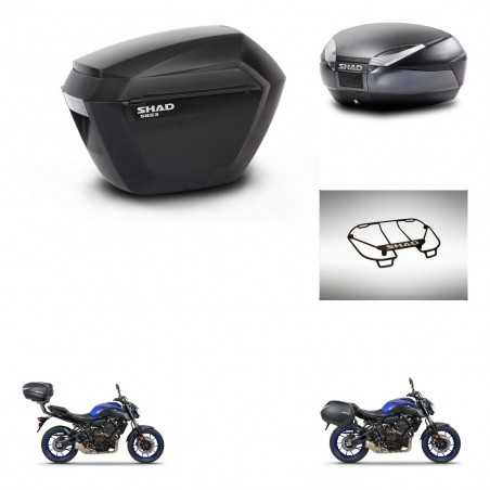 SHAD Baul trasero + maletas laterales parrilla portabultos superior herraje 3p montaje SH23 SH48 DARK GREY PREMIUM KIT-272909