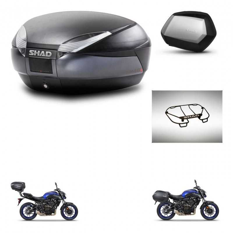 SHAD Maletas laterales + baul trasero parrilla portabultos superior herraje 3p montaje SH48 DARK GREY PREMIUM SC SH35 KIT-272914