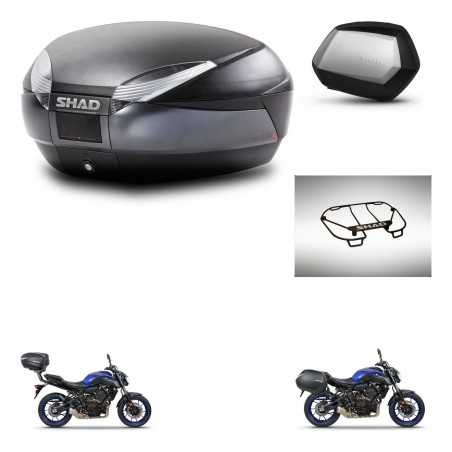 SHAD Maletas laterales + baul trasero parrilla portabultos superior herraje 3p montaje SH48 DARK GREY PREMIUM SC SH35 KIT-272914