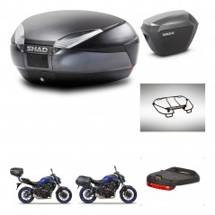 SHAD Maletas laterales + baul trasero accesorios herraje 3p montaje SH48 DARK GREY PREMIUM SH23 ALU KIT-272924