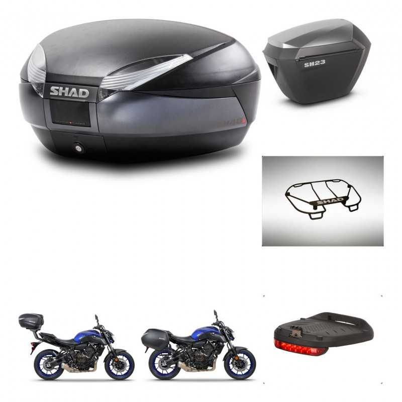 SHAD Maletas laterales + baul trasero accesorios herraje 3p montaje SH48 DARK GREY PREMIUM SH23 ALU KIT-272924