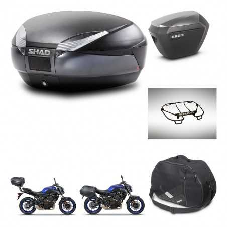 SHAD Maletas laterales + baul trasero accesorios herraje 3p montaje SH48 DARK GREY PREMIUM SH23 ALU KIT-272933