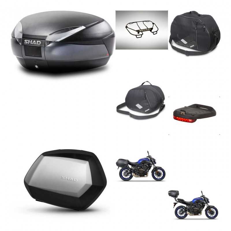 SHAD Maletas laterales + baul trasero accesorios herraje 3p montaje SH48 DARK GREY PREMIUM SC SH35 KIT-272940