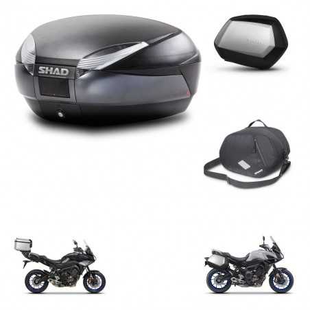 SHAD Maletas laterales + baul trasero bolsa interna herraje 3p montaje SH48 DARK GREY PREMIUM SC SH35 KIT-272949