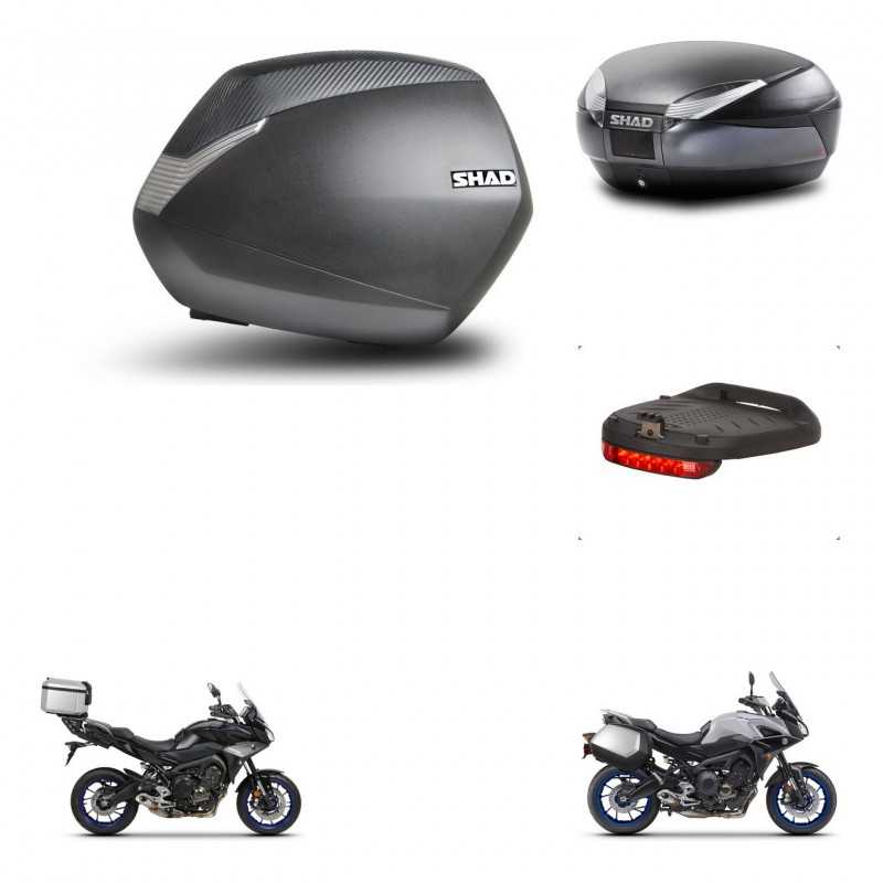 SHAD Baul trasero + maletas laterales luz de freno herraje 3p montaje SH36 SH 36 SH48 DARK GREY PREMIUM KIT-272953
