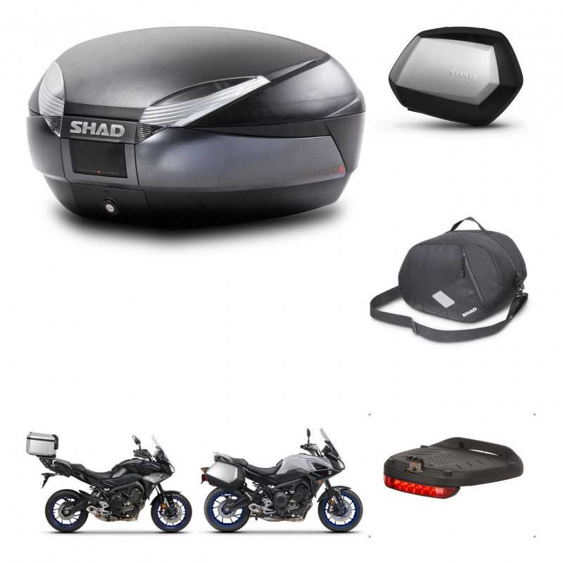 SHAD Maletas laterales + baul trasero accesorios herraje 3p montaje SH48 DARK GREY PREMIUM SC SH35 KIT-272958