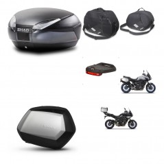 SHAD Maletas laterales + baul trasero accesorios herraje 3p montaje SH48 DARK GREY PREMIUM SC SH35 KIT-272976