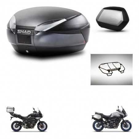 SHAD Maletas laterales + baul trasero parrilla portabultos superior herraje 3p montaje SH48 DARK GREY PREMIUM SC SH35 KIT-272986