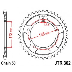 JT SPROCKETS Corona 302 de zinc negro 43 dientes R30243ZBK