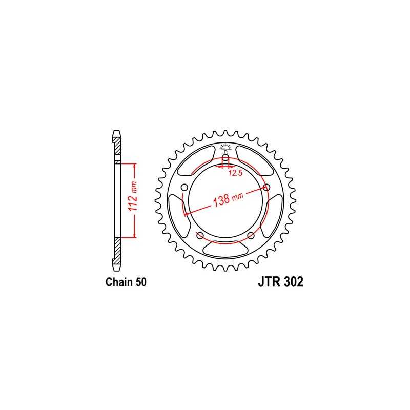 JT SPROCKETS Corona 302 de zinc negro 43 dientes R30243ZBK
