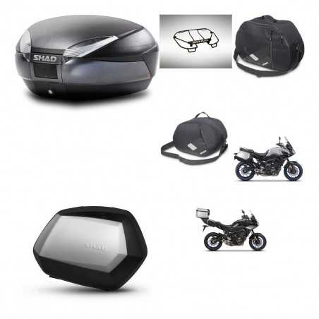 SHAD Maletas laterales + baul trasero accesorios herraje 3p montaje SH48 DARK GREY PREMIUM SC SH35 KIT-273003