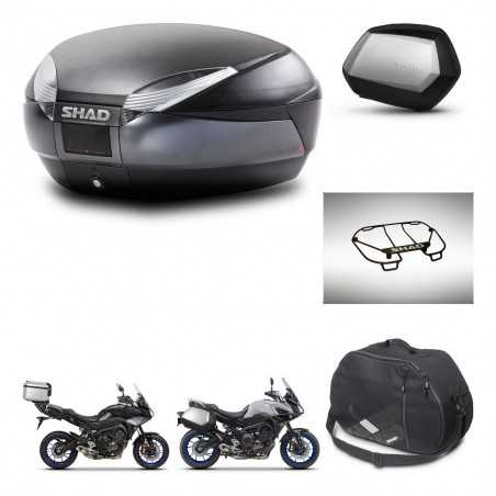 SHAD Maletas laterales + baul trasero accesorios herraje 3p montaje SH48 DARK GREY PREMIUM SC SH35 KIT-273004