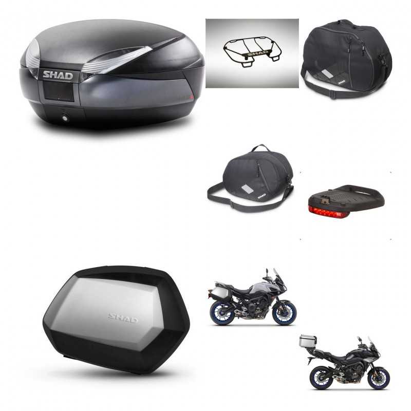 SHAD Maletas laterales + baul trasero accesorios herraje 3p montaje SH48 DARK GREY PREMIUM SC SH35 KIT-273012