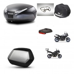 SHAD Maletas laterales + baul trasero accesorios herraje 3p montaje SH48 DARK GREY PREMIUM SC SH35 KIT-273013