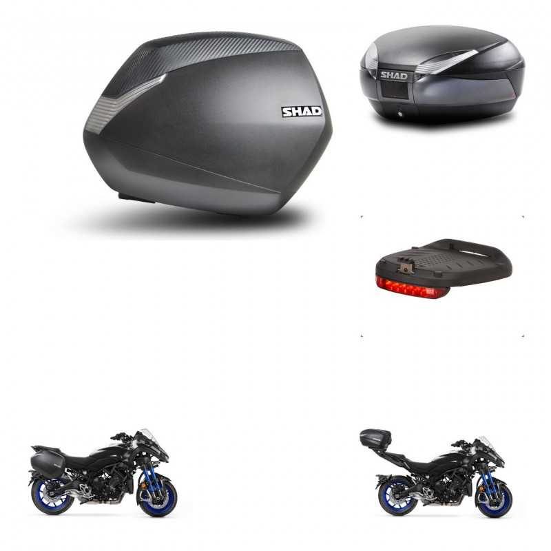 SHAD Baul trasero + maletas laterales luz de freno herraje montaje 3p SH36 SH 36 SH48 DARK GREY PREMIUM KIT-273025