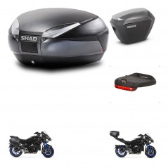 SHAD Maletas laterales + baul trasero luz de freno herraje montaje 3p SH48 DARK GREY PREMIUM SH23 ALU KIT-273032