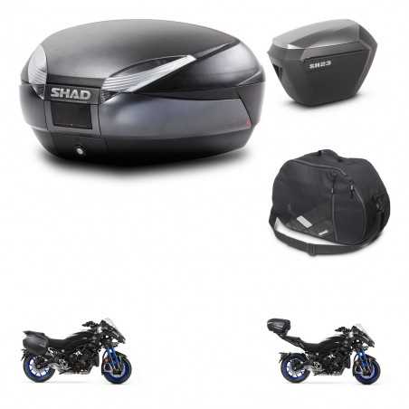 SHAD Maletas laterales + baul trasero bolsa interna herraje montaje 3p SH48 DARK GREY PREMIUM SH23 ALU KIT-273041