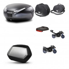 SHAD Maletas laterales + baul trasero accesorios herraje montaje 3p SH48 DARK GREY PREMIUM SC SH35 KIT-273048