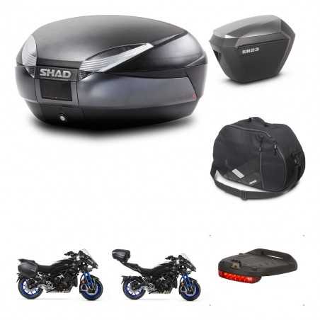 SHAD Maletas laterales + baul trasero accesorios herraje montaje 3p SH48 DARK GREY PREMIUM SH23 ALU KIT-273050
