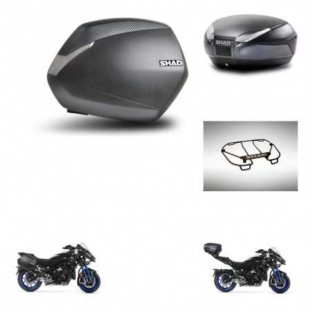 SHAD Baul trasero + maletas laterales parrilla portabultos superior herraje montaje 3p SH36 SH 36 SH48 DARK GREY PREMIUM KIT-273
