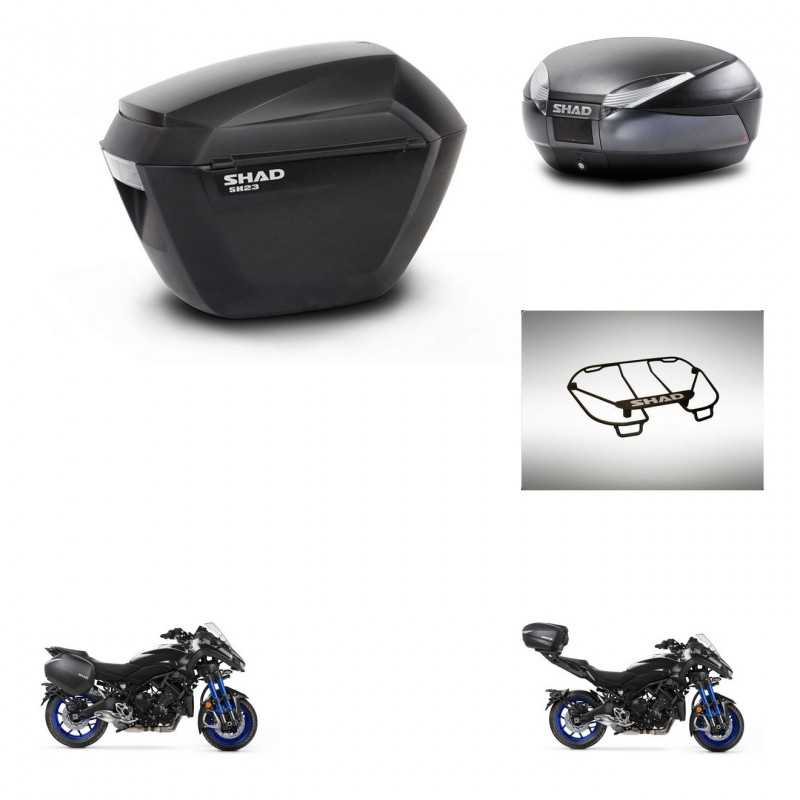 SHAD Rear trunk + side cases + upper rack rack + mounting hardware + 3p hardware SH23 SH48 DARK GREY PREMIUM KIT-273053