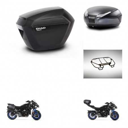 SHAD Baul trasero + maletas laterales parrilla portabultos superior herraje montaje 3p SH23 SH48 DARK GREY PREMIUM KIT-273053