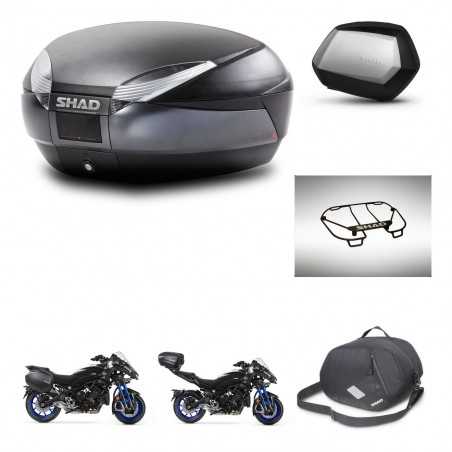 SHAD Maletas laterales + baul trasero accesorios herraje montaje 3p SH48 DARK GREY PREMIUM SC SH35 KIT-273057