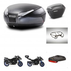 SHAD Maletas laterales + baul trasero accesorios herraje montaje 3p SH48 DARK GREY PREMIUM SH23 ALU KIT-273068