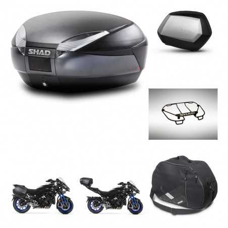 SHAD Maletas laterales + baul trasero accesorios herraje montaje 3p SH48 DARK GREY PREMIUM SC SH35 KIT-273076