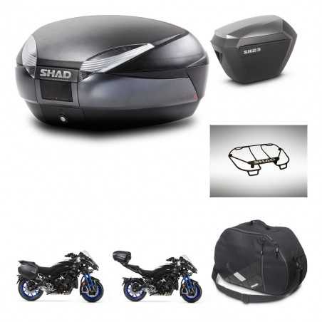 SHAD Maletas laterales + baul trasero accesorios herraje montaje 3p SH48 DARK GREY PREMIUM SH23 ALU KIT-273077