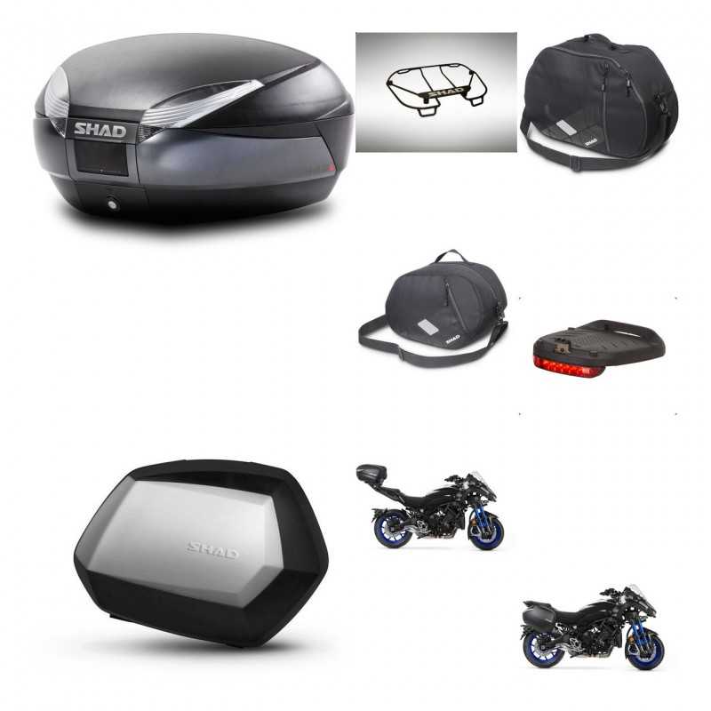 SHAD Maletas laterales + baul trasero accesorios herraje montaje 3p SH48 DARK GREY PREMIUM SC SH35 KIT-273084