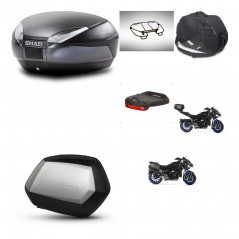 SHAD Maletas laterales + baul trasero accesorios herraje montaje 3p SH48 DARK GREY PREMIUM SC SH35 KIT-273085