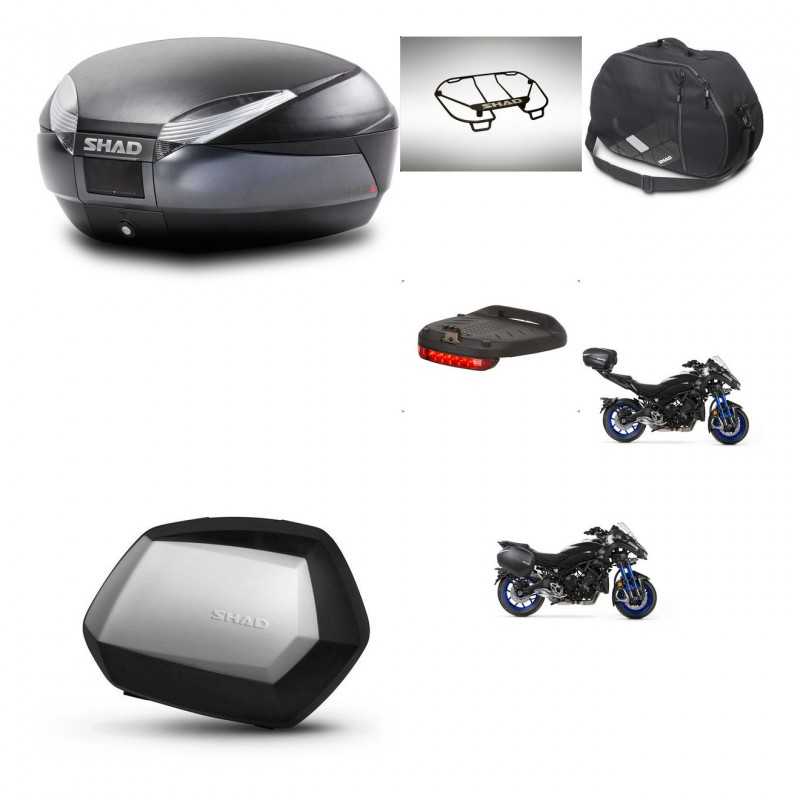 SHAD Maletas laterales + baul trasero accesorios herraje montaje 3p SH48 DARK GREY PREMIUM SC SH35 KIT-273085