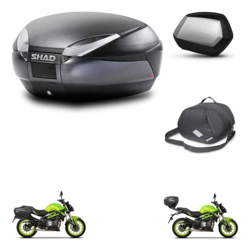 SHAD Side cases + rear trunk + inner bag + mounting hardware + 3p hardware SH48 DARK GREY PREMIUM SC SH35 PREMIUM KIT-273093